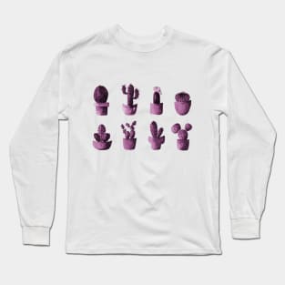 One cactus six cacti in pink Long Sleeve T-Shirt